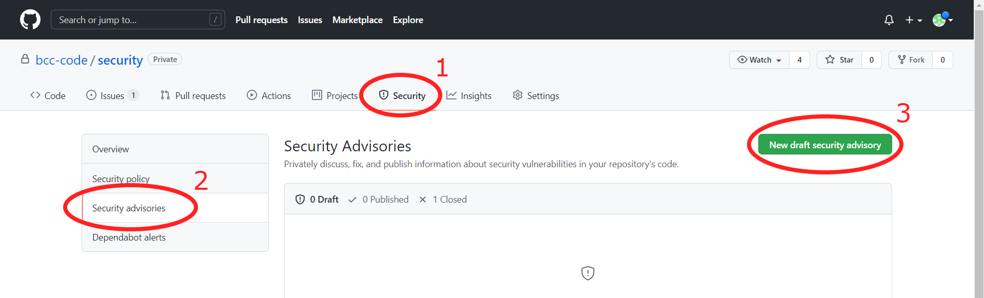 Create security advisory